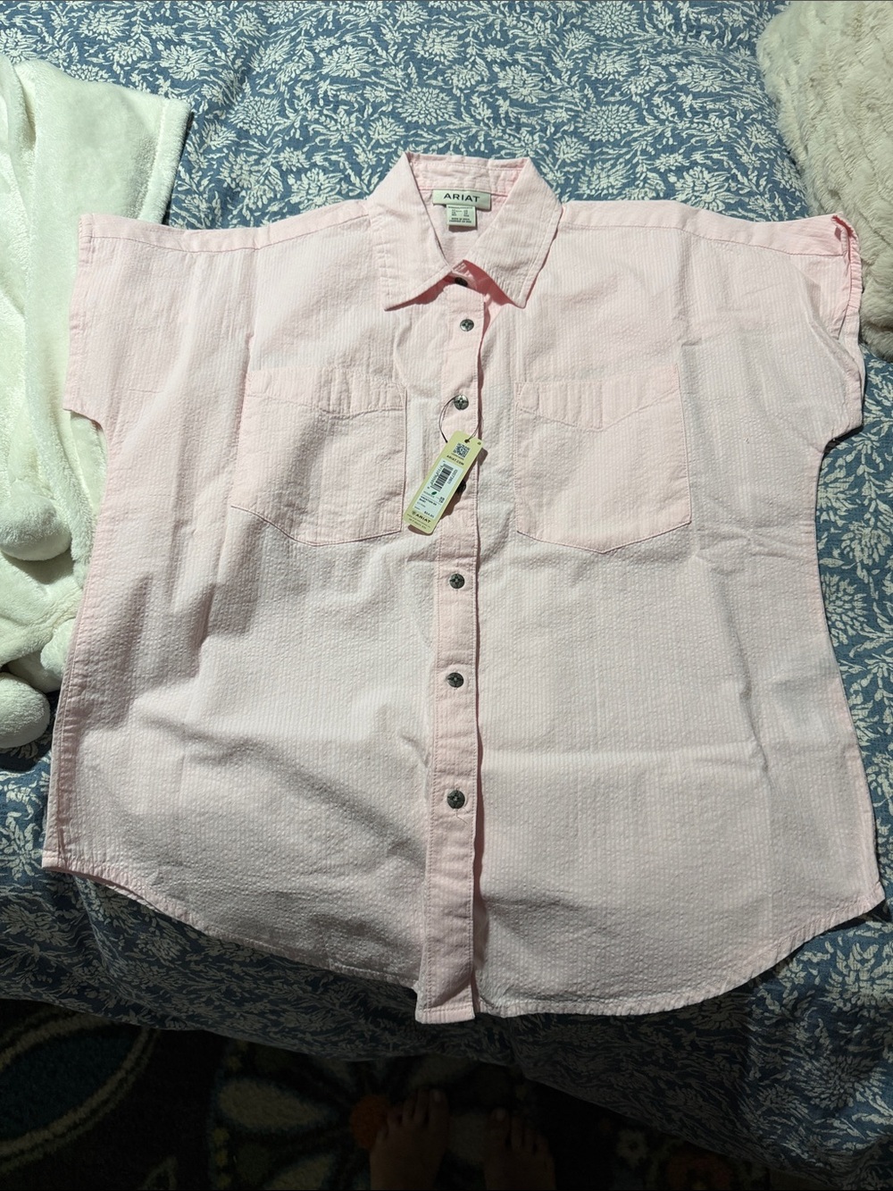 Ariat Men's Pale Pink Short-Sleeve Button-Down Shirt